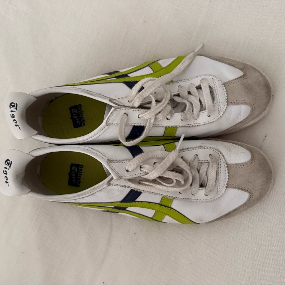 White and Lime Green Sneakers